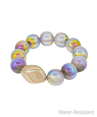 Golden Glow Iridescent Stretch Bracelet - Grey/Gold