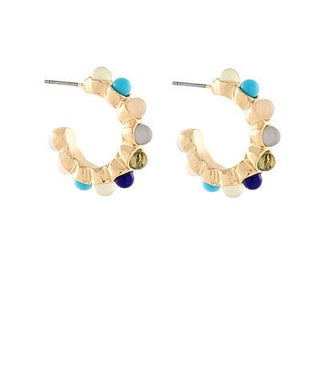 Golden Glow Stone Station Hoop Earring - Dark Multi