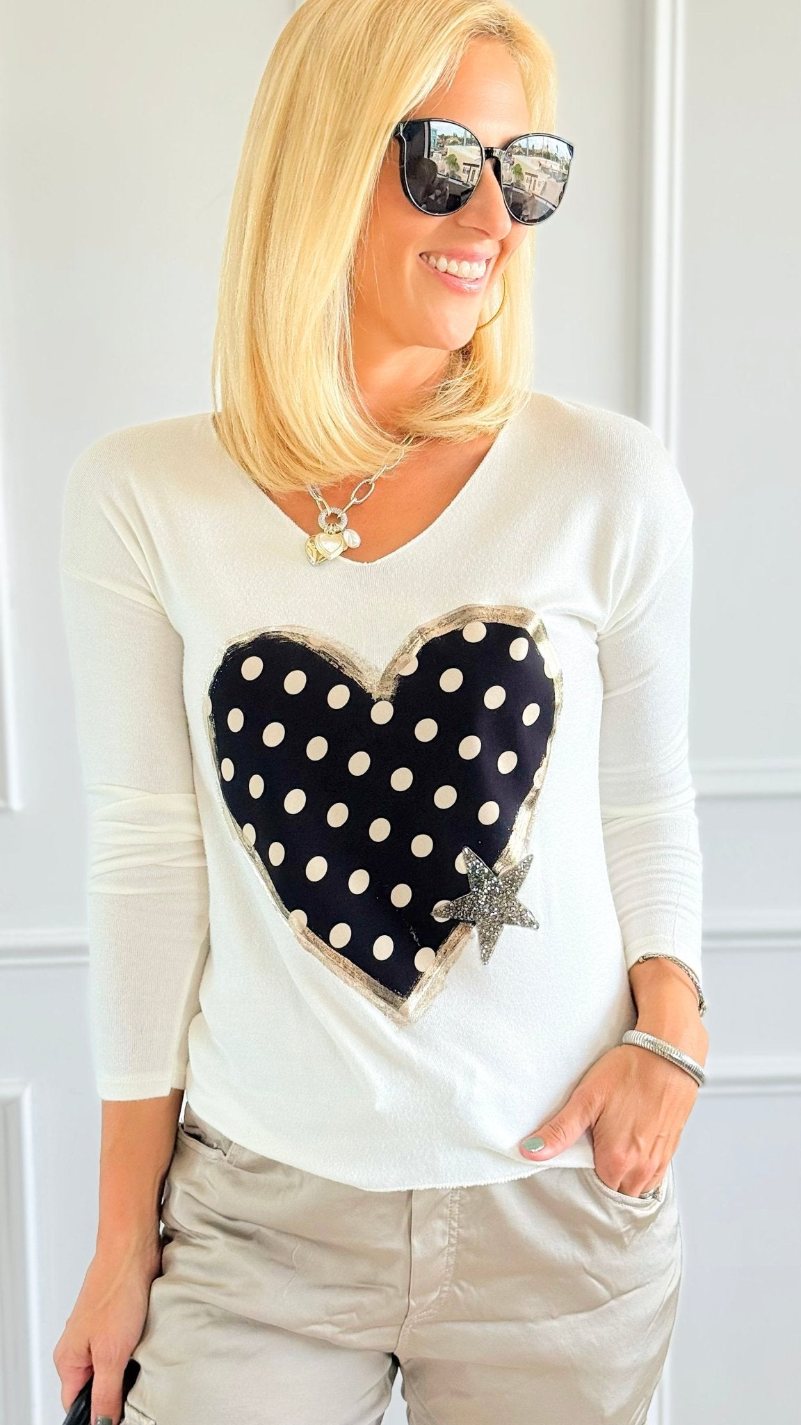 Golden Heart Italian Sweater-140 Sweaters-SEÑORITA C-Coastal Bloom Boutique, find the trendiest versions of the popular styles and looks Located in Indialantic, FL