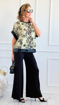 Fold Over Waist Comfy Palazzo Pants-Black-100 Pants-Zenana-Coastal Bloom Boutique, find the trendiest versions of the popular styles and looks Located in Indialantic, FL