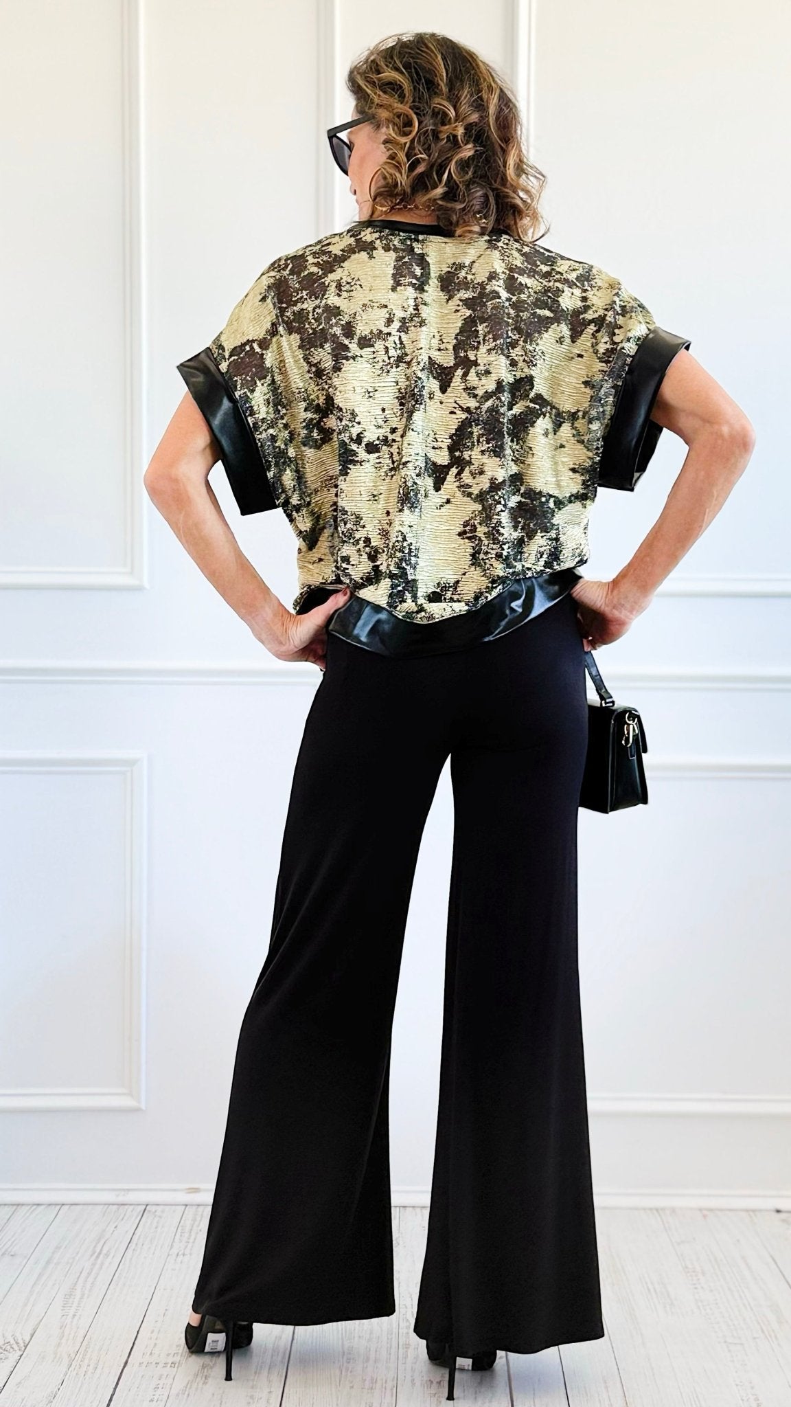 Fold Over Waist Comfy Palazzo Pants-Black-100 Pants-Zenana-Coastal Bloom Boutique, find the trendiest versions of the popular styles and looks Located in Indialantic, FL