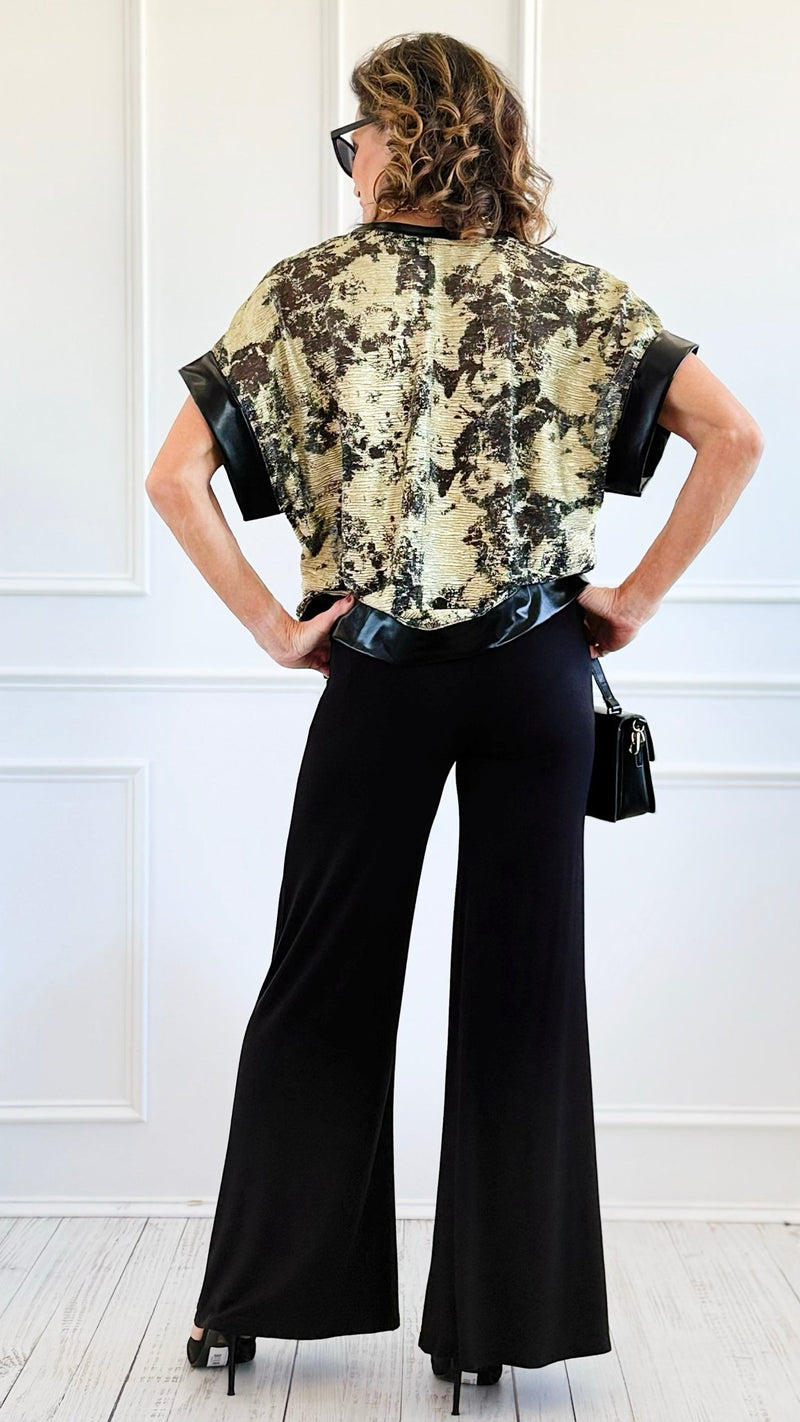 Fold Over Waist Comfy Palazzo Pants-Black-100 Pants-Zenana-Coastal Bloom Boutique, find the trendiest versions of the popular styles and looks Located in Indialantic, FL