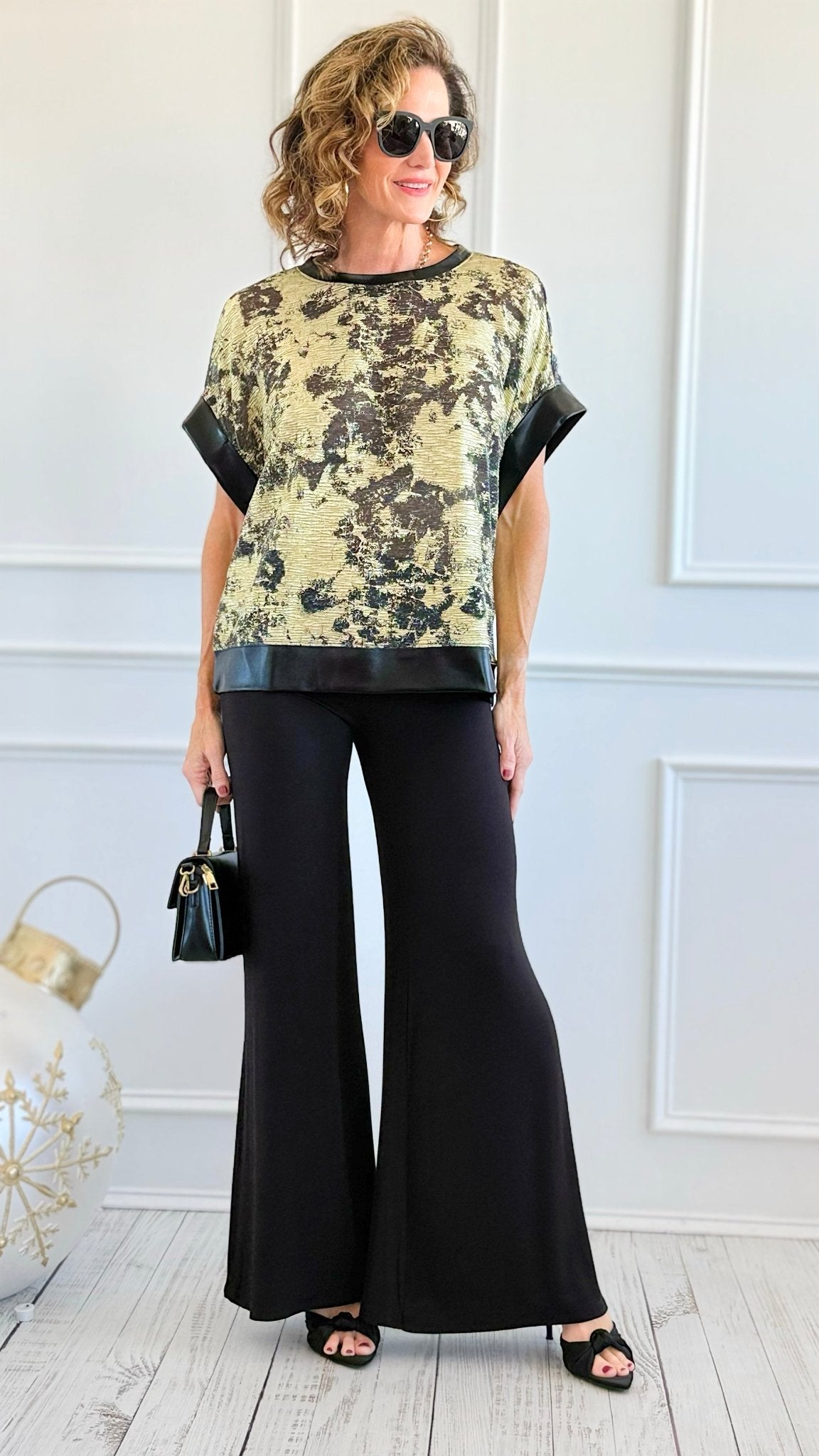 Fold Over Waist Comfy Palazzo Pants-Black-100 Pants-Zenana-Coastal Bloom Boutique, find the trendiest versions of the popular styles and looks Located in Indialantic, FL