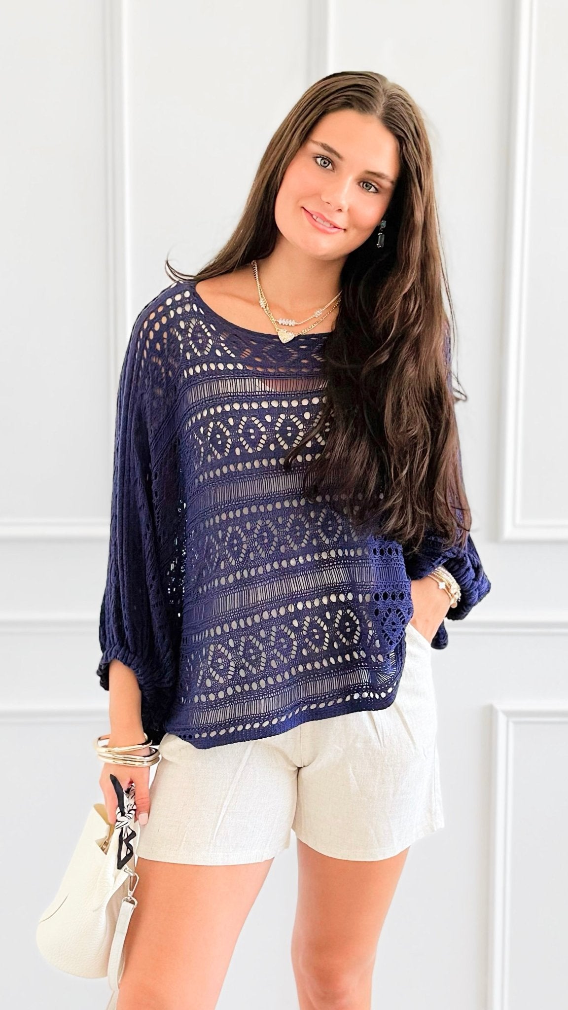 Golden Hour Open Stitch Top-130 Long Sleeve Tops-Cozy Co-Coastal Bloom Boutique, find the trendiest versions of the popular styles and looks Located in Indialantic, FL