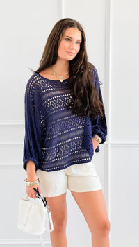 Golden Hour Open Stitch Top-130 Long Sleeve Tops-Cozy Co-Coastal Bloom Boutique, find the trendiest versions of the popular styles and looks Located in Indialantic, FL
