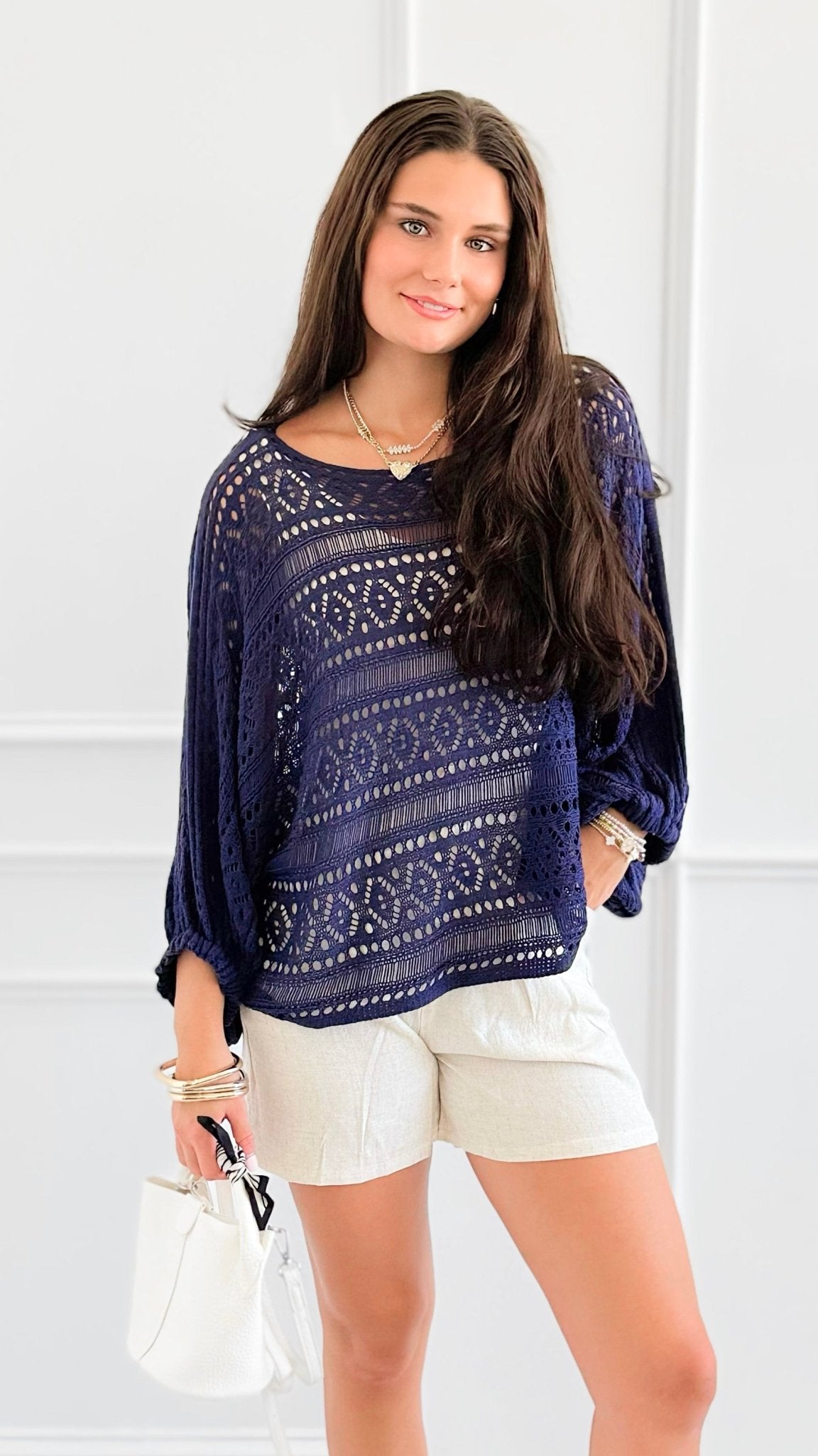 Golden Hour Open Stitch Top-130 Long Sleeve Tops-Cozy Co-Coastal Bloom Boutique, find the trendiest versions of the popular styles and looks Located in Indialantic, FL