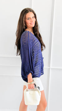 Golden Hour Open Stitch Top-130 Long Sleeve Tops-Cozy Co-Coastal Bloom Boutique, find the trendiest versions of the popular styles and looks Located in Indialantic, FL