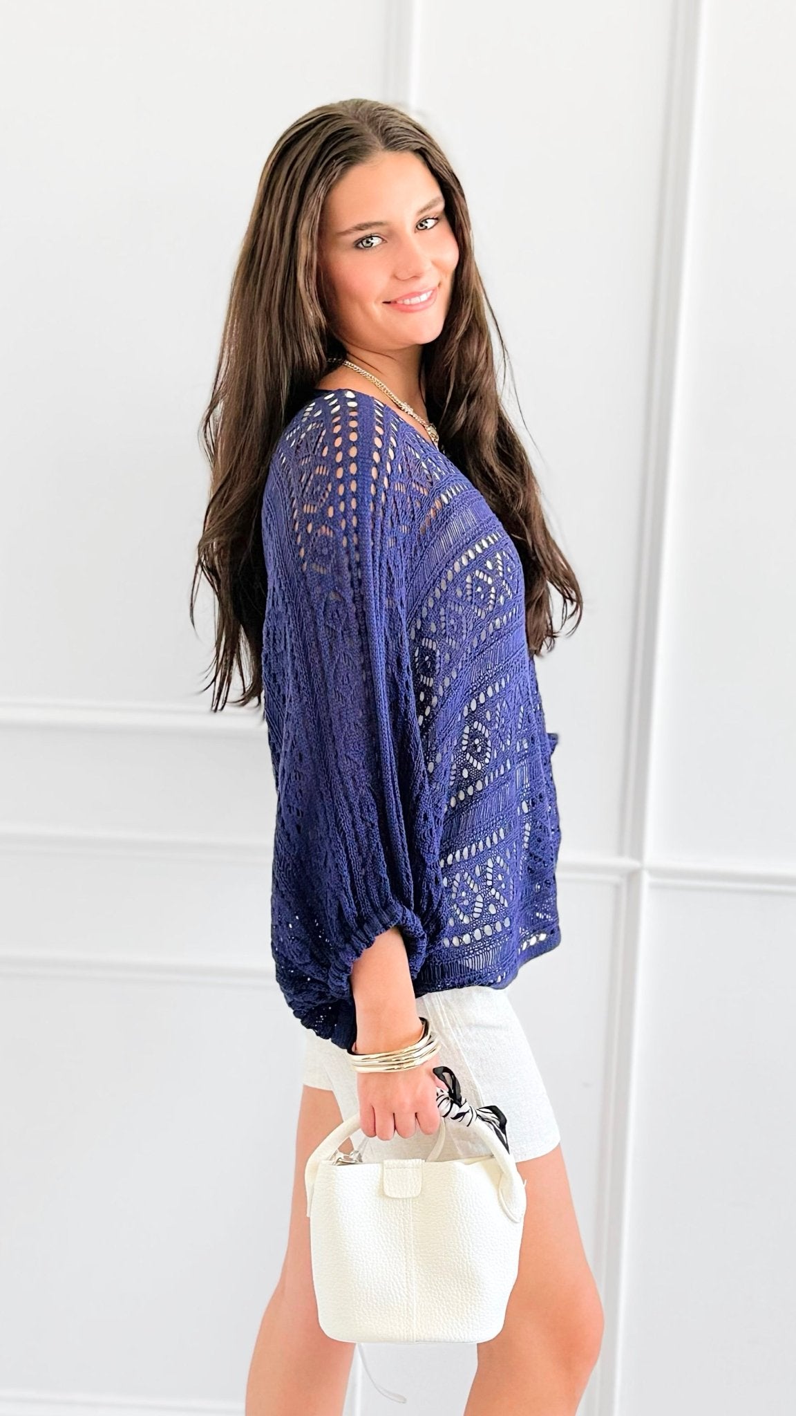 Golden Hour Open Stitch Top-130 Long Sleeve Tops-Cozy Co-Coastal Bloom Boutique, find the trendiest versions of the popular styles and looks Located in Indialantic, FL