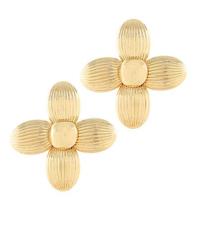 Golden Petal Radiance Stud Earrings
