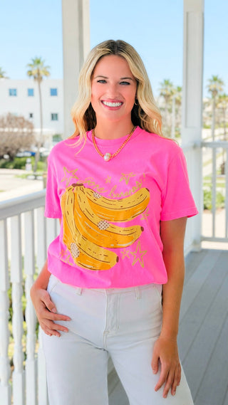 "Gone Bananas" Star Print Casual T-Shirt