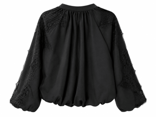 Grace in Lace Italian Zip Jacket- Black