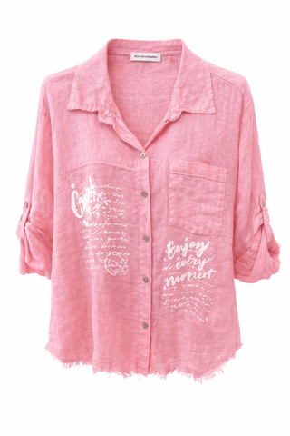 Graffiti Linen Italian Top - Pink