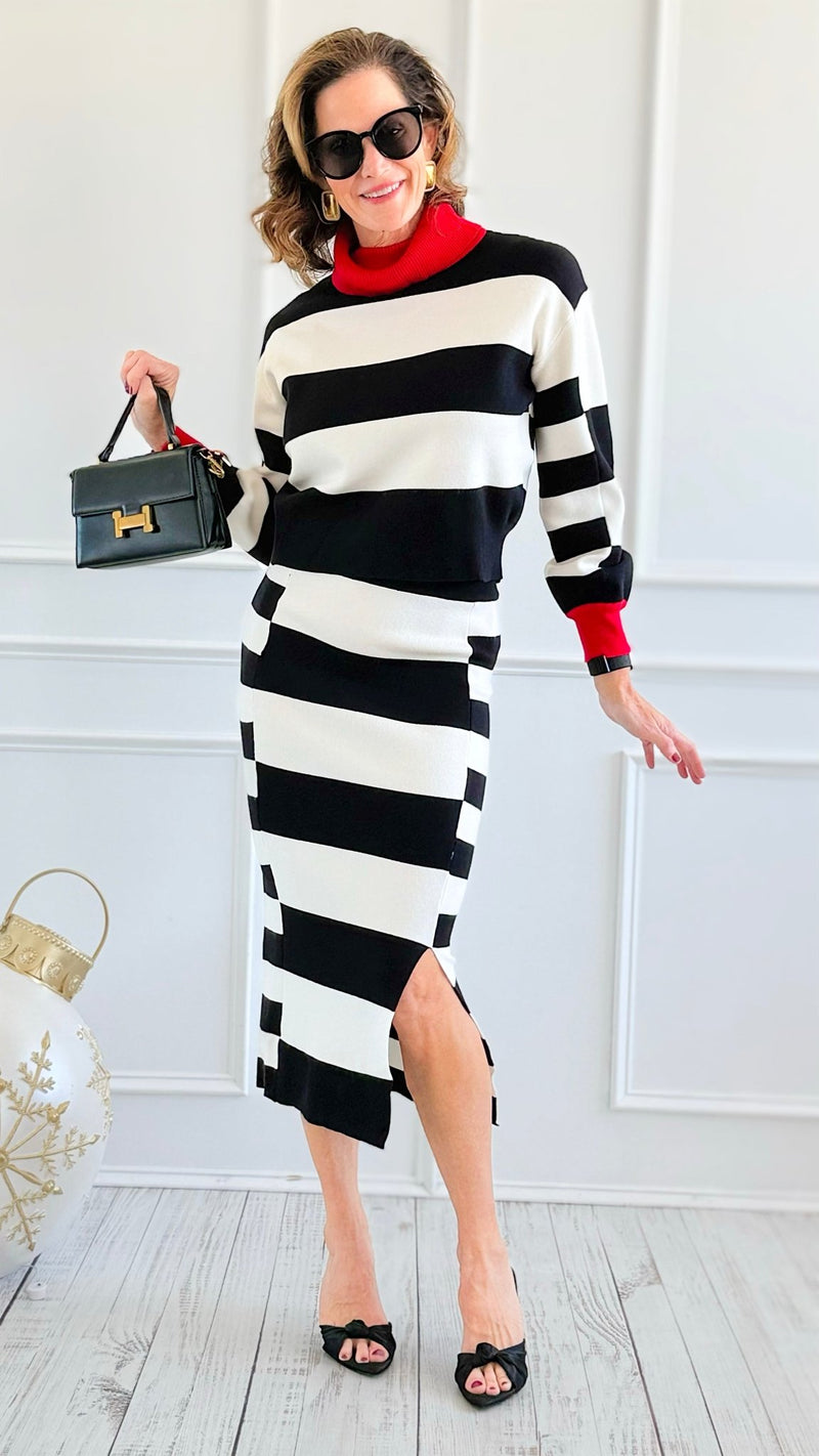 Graphic Lines Skirt & Top Set-210 Loungewear/Sets-rivir-Coastal Bloom Boutique, find the trendiest versions of the popular styles and looks Located in Indialantic, FL