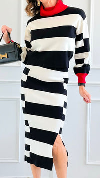 Graphic Lines Skirt & Top Set-210 Loungewear/Sets-rivir-Coastal Bloom Boutique, find the trendiest versions of the popular styles and looks Located in Indialantic, FL