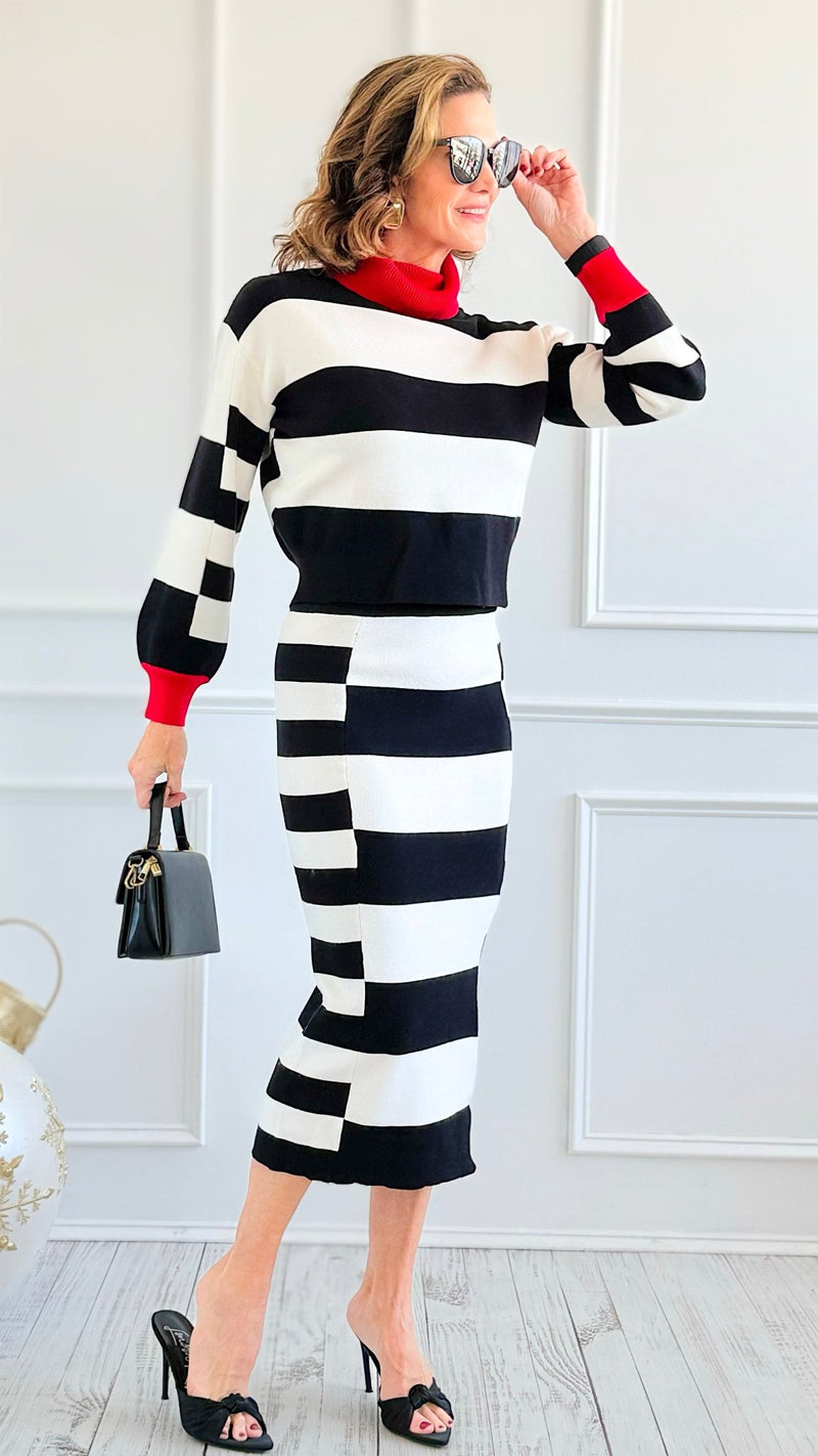 Graphic Lines Skirt & Top Set-210 Loungewear/Sets-rivir-Coastal Bloom Boutique, find the trendiest versions of the popular styles and looks Located in Indialantic, FL