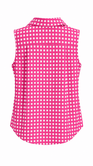 Grid Print Top - Pink