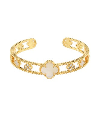 Golden Clover Luxe Cuff Bracelet-230 Jewelry-GS JEWELRY-Coastal Bloom Boutique, find the trendiest versions of the popular styles and looks Located in Indialantic, FL