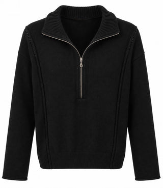 Half Zip Collared Sweater - Black