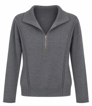 Half Zip Collared Sweater - Charcoal