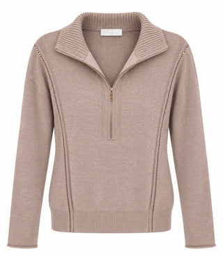 Half Zip Collared Sweater - H. Mocha