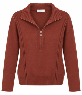 Half Zip Collared Sweater - H. Rust