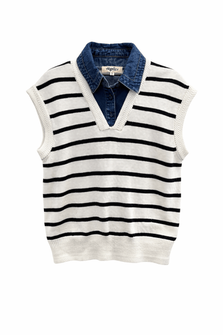 Harbor Layered Sweater Vest - Ivory/Black