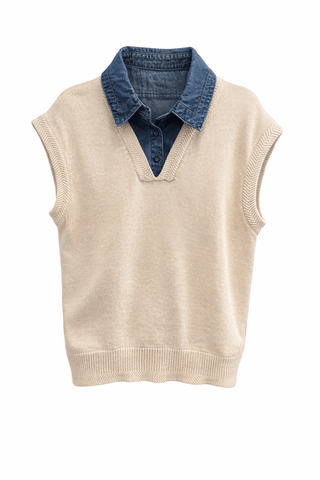 Harbor Layered Sweater Vest - Oatmeal