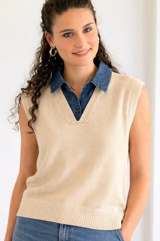 Harbor Layered Sweater Vest - Oatmeal