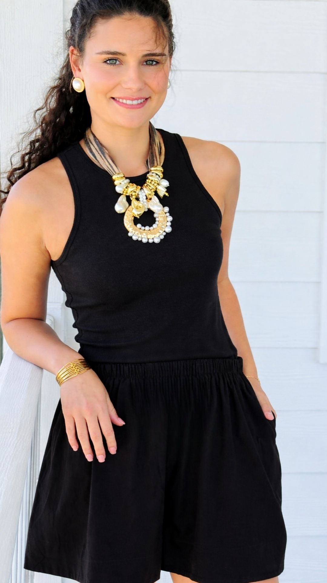 Harbor Muse Ribbed Skirt Set - Black