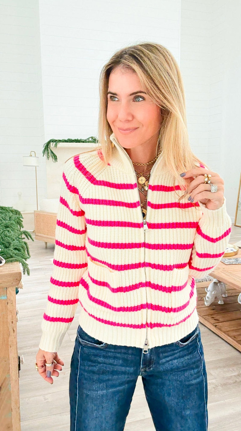Harborline Luxe Zip Sweater-140 Sweaters-Rousseau-Coastal Bloom Boutique, find the trendiest versions of the popular styles and looks Located in Indialantic, FL