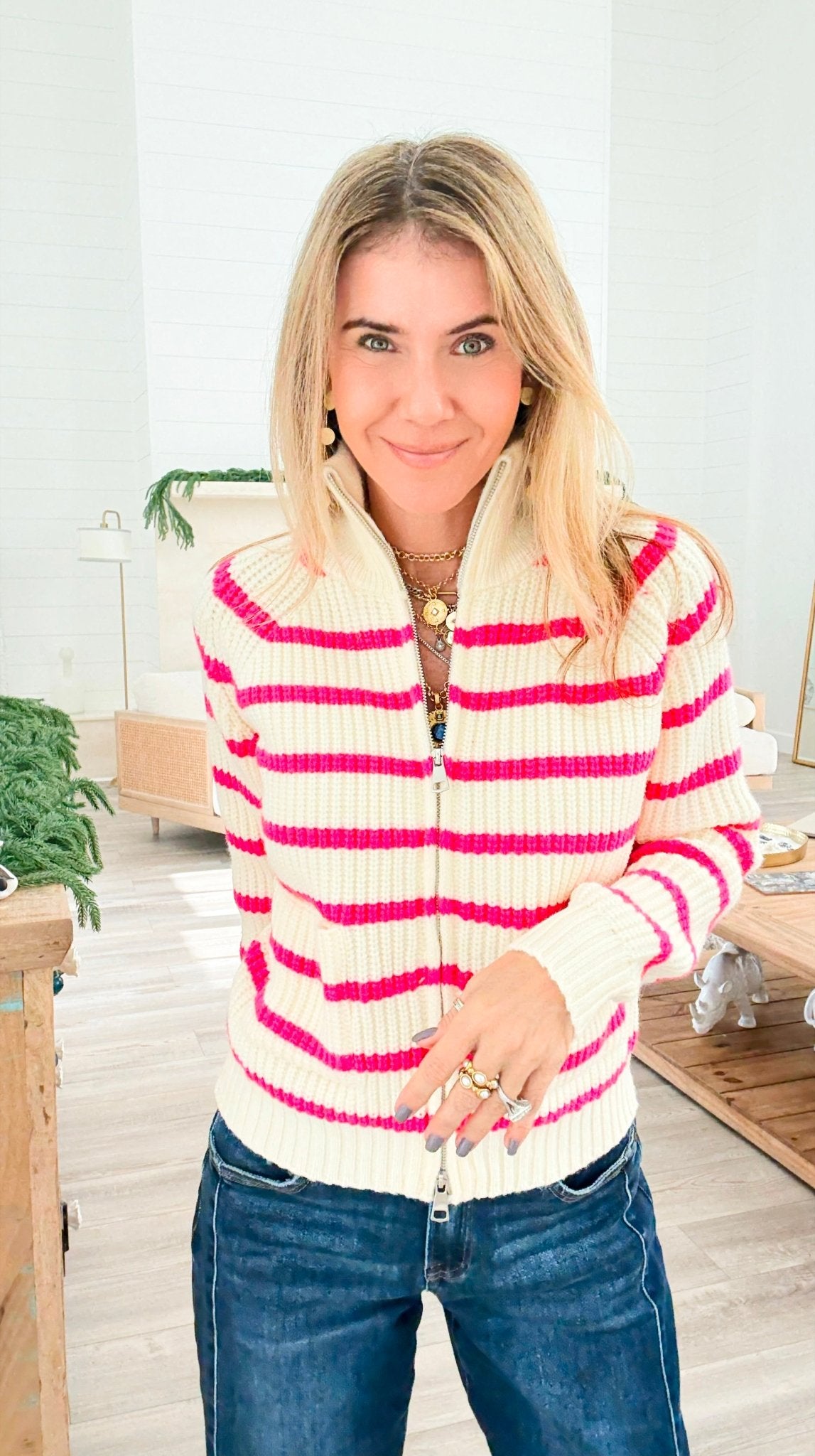 Harborline Luxe Zip Sweater-140 Sweaters-Rousseau-Coastal Bloom Boutique, find the trendiest versions of the popular styles and looks Located in Indialantic, FL