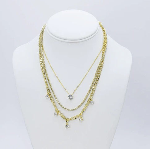 Starstruck Sparkle Layered Necklace-230 Jewelry-TREASURE JEWELS-Coastal Bloom Boutique, find the trendiest versions of the popular styles and looks Located in Indialantic, FL