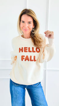 Hello Fall Sweatshirt-110 Long Sleeve Tops-PANACHE APPAREL-Coastal Bloom Boutique, find the trendiest versions of the popular styles and looks Located in Indialantic, FL