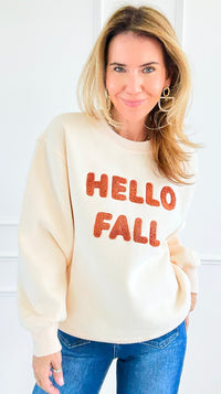 Hello Fall Sweatshirt-110 Long Sleeve Tops-PANACHE APPAREL-Coastal Bloom Boutique, find the trendiest versions of the popular styles and looks Located in Indialantic, FL