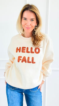 Hello Fall Sweatshirt-110 Long Sleeve Tops-PANACHE APPAREL-Coastal Bloom Boutique, find the trendiest versions of the popular styles and looks Located in Indialantic, FL
