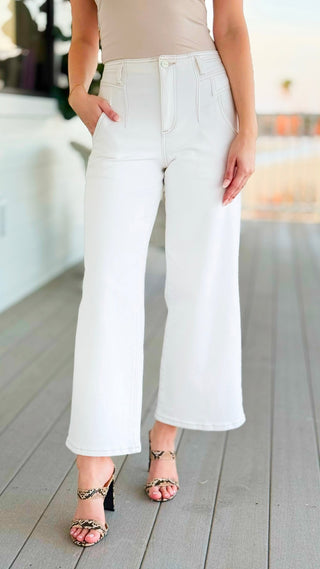 High Rise Ankle Wide Pants