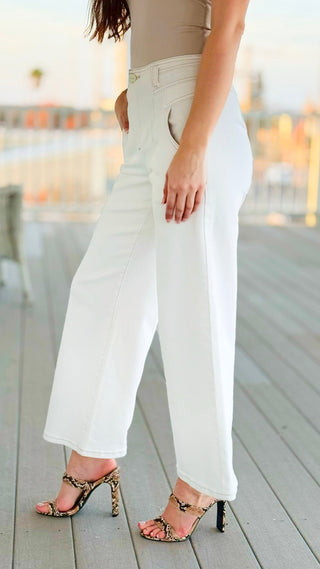 High Rise Ankle Wide Pants