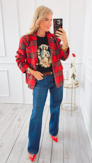 High Rise Suede Contrast Straight Jeans