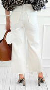High Rise Wide Leg Cropped Denim-White-100 Pants-Zenana-Coastal Bloom Boutique, find the trendiest versions of the popular styles and looks Located in Indialantic, FL
