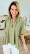 High Society Mock Neck Blouse -Olive-110 Long Sleeve Tops-Glam-Coastal Bloom Boutique, find the trendiest versions of the popular styles and looks Located in Indialantic, FL