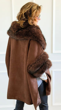 Highland Vegan Fur Cape-160 Jackets-Original USA-Coastal Bloom Boutique, find the trendiest versions of the popular styles and looks Located in Indialantic, FL
