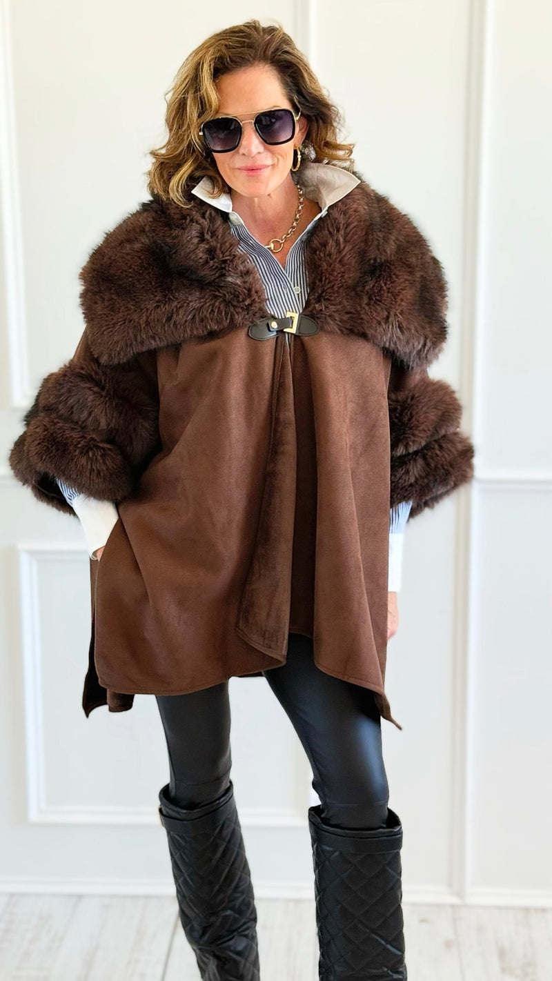 Highland Vegan Fur Cape-160 Jackets-Original USA-Coastal Bloom Boutique, find the trendiest versions of the popular styles and looks Located in Indialantic, FL
