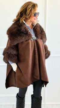 Highland Vegan Fur Cape-160 Jackets-Original USA-Coastal Bloom Boutique, find the trendiest versions of the popular styles and looks Located in Indialantic, FL