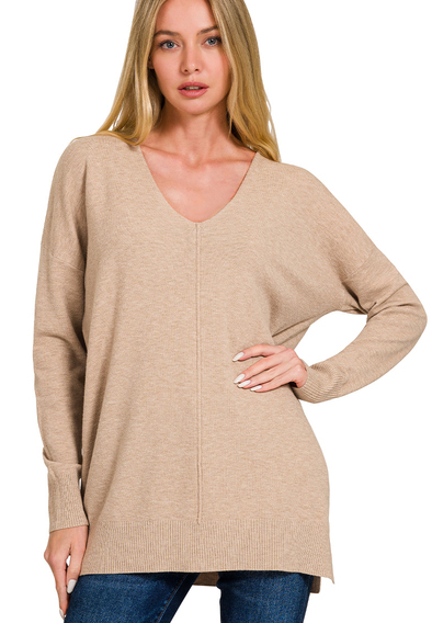 A Burst of Everyday Radiance Sweater - H. Lt Mocha-140 Sweaters-Zenana-Coastal Bloom Boutique, find the trendiest versions of the popular styles and looks Located in Indialantic, FL