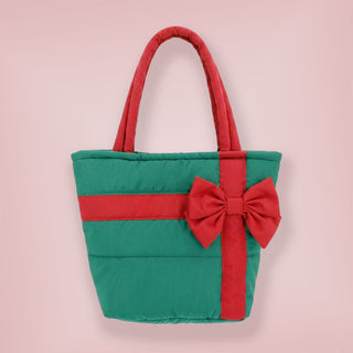 Holiday Bow Tote Bag - Green
