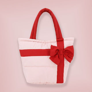 Holiday Bow Tote Bag - Pink