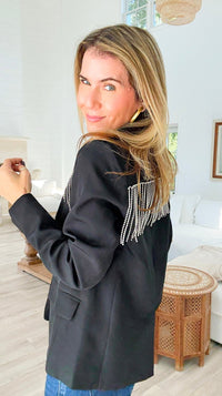 Holiday Glamour Button Blazer-160 Jackets-ROUSSEAU-Coastal Bloom Boutique, find the trendiest versions of the popular styles and looks Located in Indialantic, FL