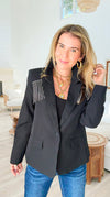 Holiday Glamour Button Blazer-160 Jackets-ROUSSEAU-Coastal Bloom Boutique, find the trendiest versions of the popular styles and looks Located in Indialantic, FL