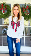 Holiday Keepsake Plaid Bow Knit-140 Sweaters-Dreamers-Coastal Bloom Boutique, find the trendiest versions of the popular styles and looks Located in Indialantic, FL