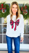 Holiday Keepsake Plaid Bow Knit-140 Sweaters-Dreamers-Coastal Bloom Boutique, find the trendiest versions of the popular styles and looks Located in Indialantic, FL